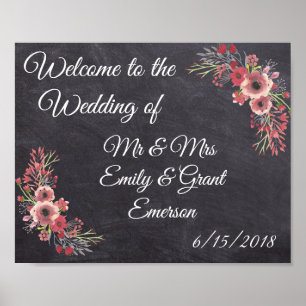 Custom Welcome to the Wedding of Chalkboard Look Poster