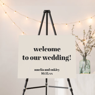 Custom Welcome Wedding Bold Retro Ivory Landscape Foam Board