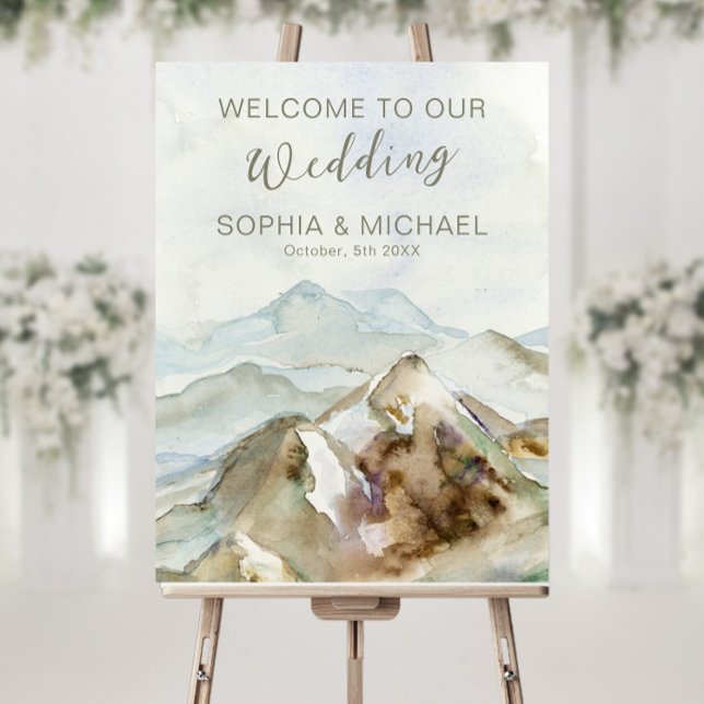 Custom Welcome Wedding Signs Watercolor Mountains (Creator Uploaded)