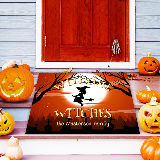 Custom Witches Happy Halloween Doormat Zazzle