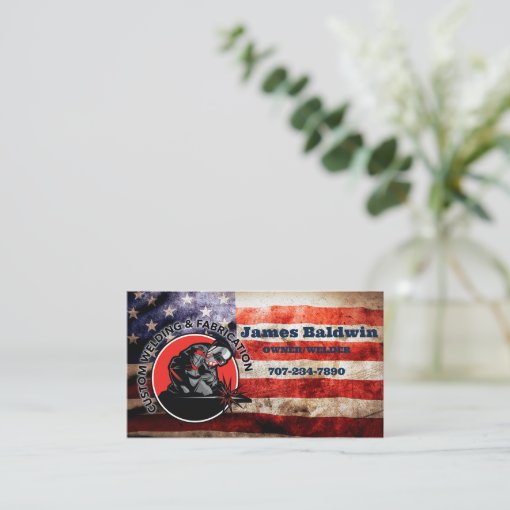 Custom Welder & Fabrication American Flag Business Card | Zazzle