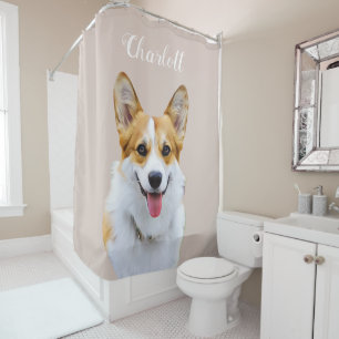 Custom Welsh Corgi Dog Personalized Drawing Show Shower Curtain
