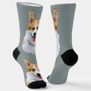 Custom Welsh Corgi Dog Personalized Drawing Socks