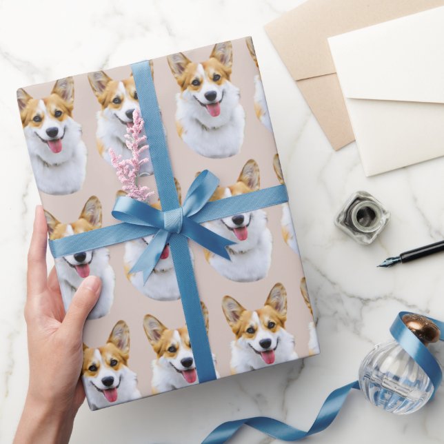 Custom Welsh Corgi Dog Personalized Drawing Wrapping Paper (Gifting)