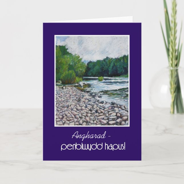 Custom Welsh Greeting Birthday Card: River Usk Card (Front)