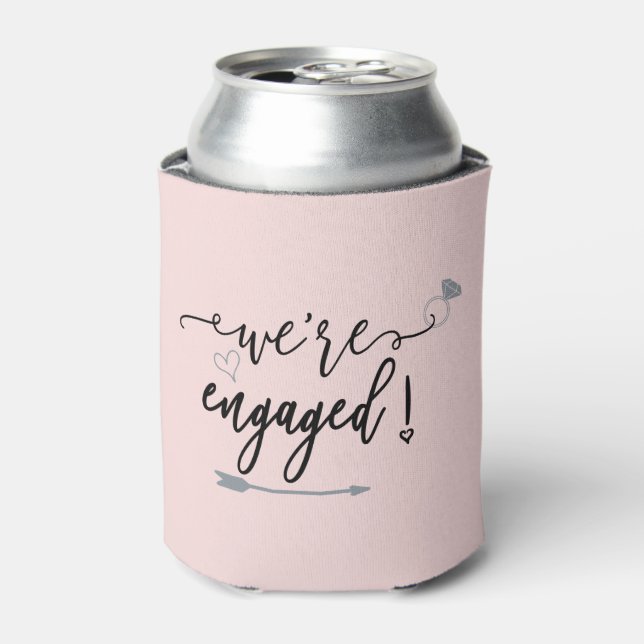 Custom We're Engaged Engagement Party Favors Can Cooler (Can Front)