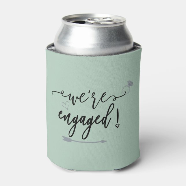 Custom We're Engaged Engagement Party Favors Can Cooler (Can Front)