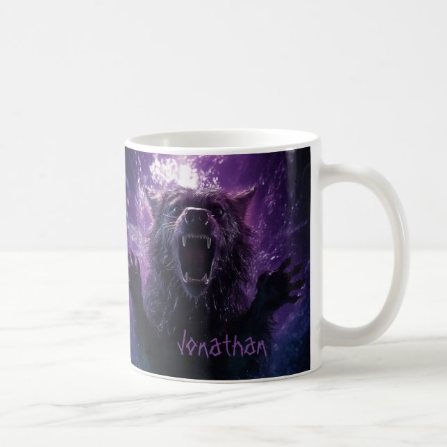 Custom Werewolf Horror Purple Black Halloween   Coffee Mug (Right)