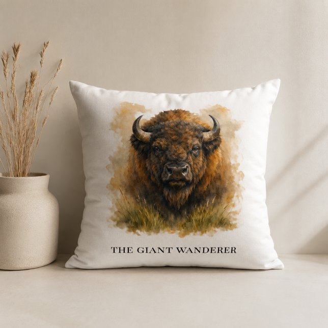 Custom Western Bison Sofa Accent Throw Pillow (Creator Uploaded)