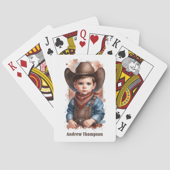 Custom Western Cowboy Birthday Poker Cards (Back)