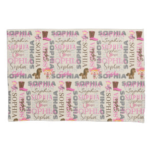 Custom Western Cowgirl Horse Lover Collage Name Pillow Case