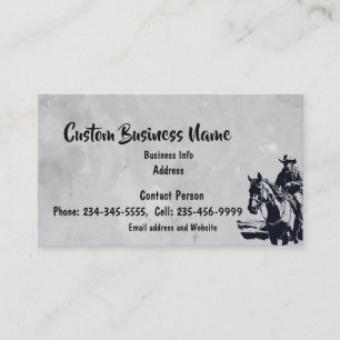 Custom Western Horse Man Riding  Business Card