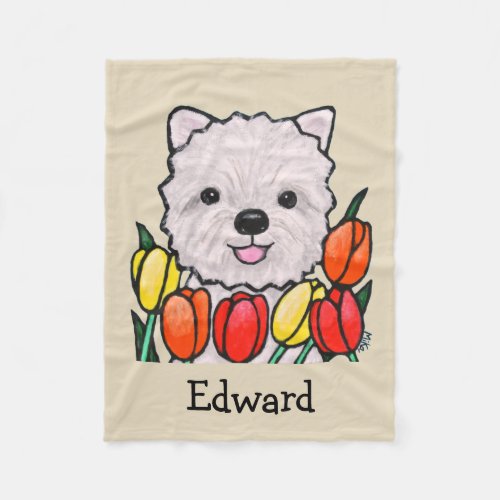 Custom Westie dog Baby Blanket Custom name blanket