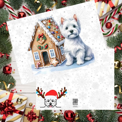 Custom Westie Gingerbread House Holiday Card