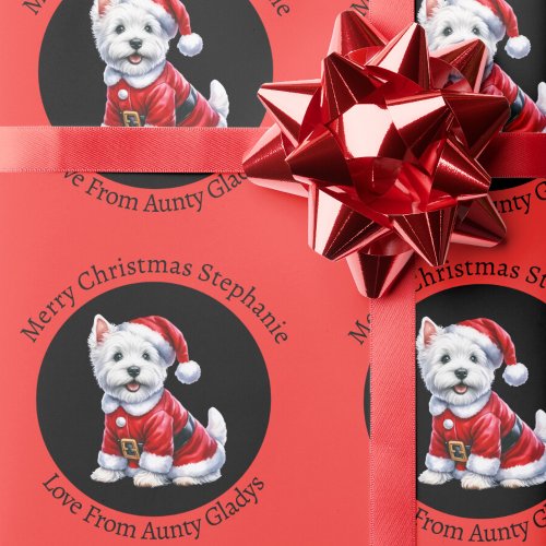 Custom Westie Red Christmas Wrapping Paper