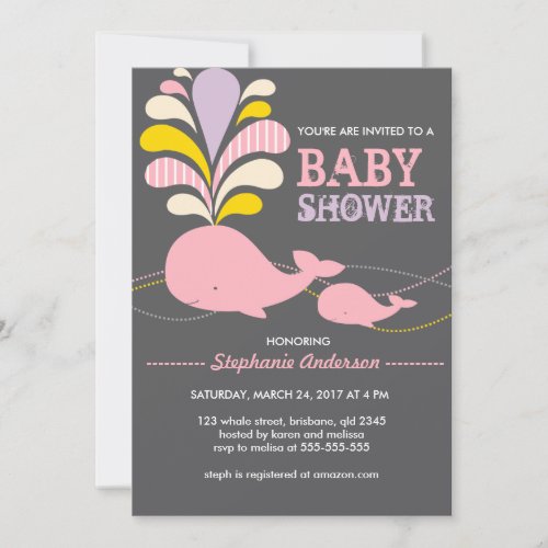 Custom whale baby shower invitation