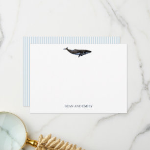Custom Whale Painting Nautical Stationary Thank You Card