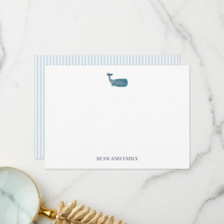 Custom Whale Painting Nautical Stationary Thank You Card
