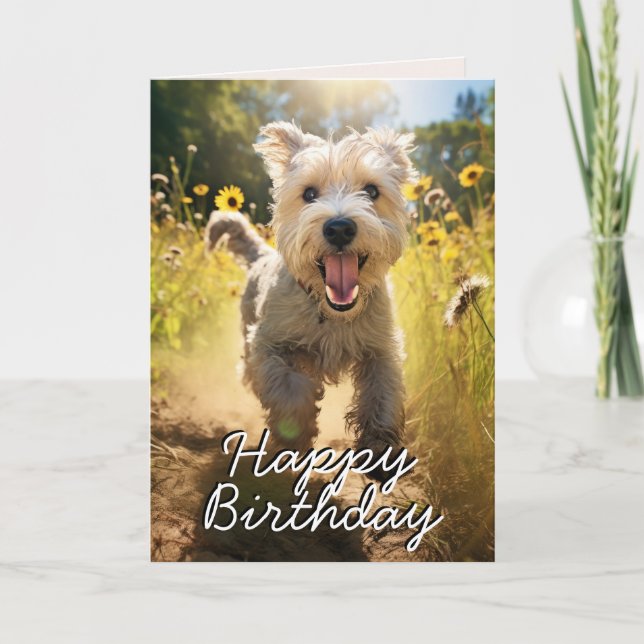 Custom Wheaten Terrier Birthday Card (Front)
