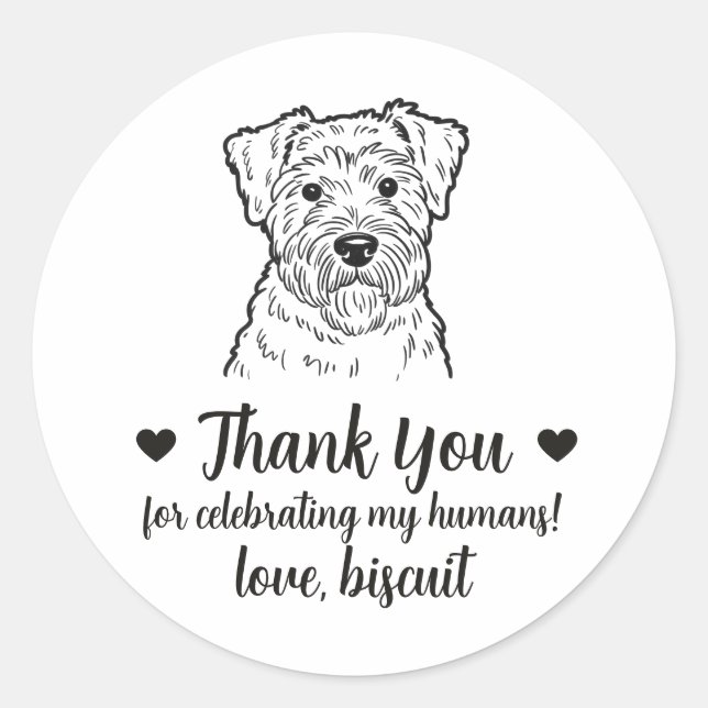 Custom Wheaten Terrier Dog Wedding Favor Stickers (Front)