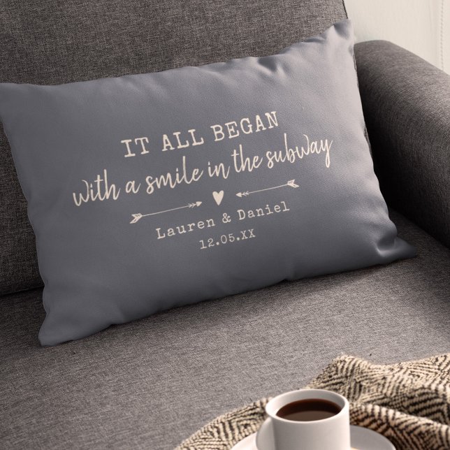 Custom Where It All Began Chic Valentine's Day Lumbar Pillow (Creator Uploaded)