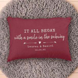 Custom Where It All Began Red Chic Valentine's Day Accent Pillow