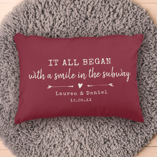 Custom Where It All Began Red Chic Valentine's Day Accent Pillow