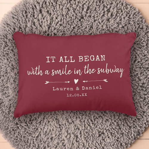 Custom Where It All Began Red Chic Valentines Day Accent Pillow