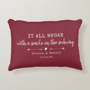 Custom Where It All Began Red Chic Valentine's Day Accent Pillow