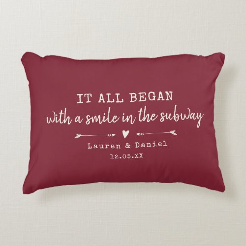 Custom Where It All Began Red Chic Valentines Day Accent Pillow
