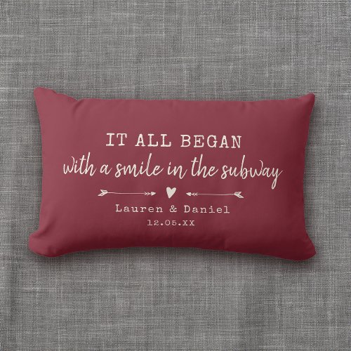 Custom Where It All Began Red Chic Valentines Day Lumbar Pillow