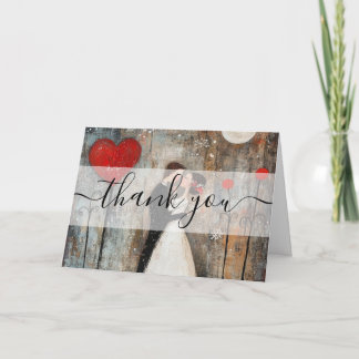 Custom Whimsical Bride & Groom Thank You Card
