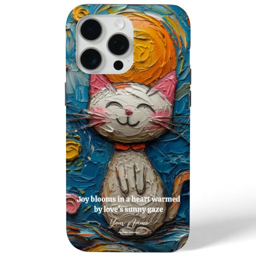 Custom Whimsical Cat & Moon Case iPhone 15 Promax
