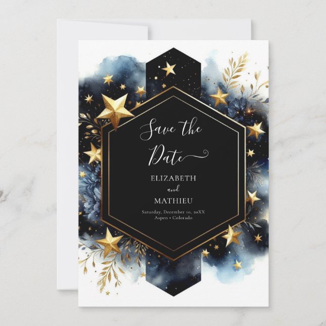 Custom Whimsical Celestial Wedding Save The Date (Front)