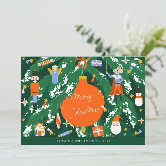 Custom Whimsical Christmas Nutcracker Festive  Holiday Card (Standing Front)