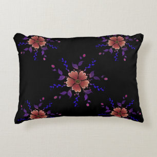 Custom Whimsical Copper and Purple Folk Art Floral Accent Pillow