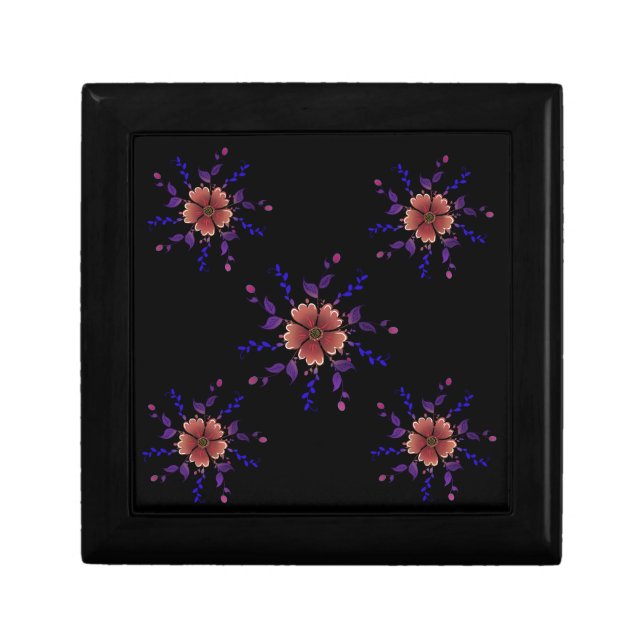 Custom Whimsical Copper and Purple Folk Art Floral Gift Box (Front)
