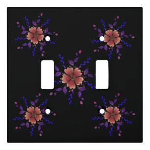 Custom Whimsical Copper and Purple Folk Art Floral Light Switch Cover