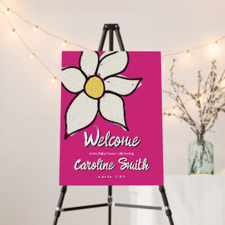 Custom Whimsical Daisy Baby Shower Party Sign