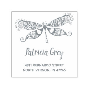 Custom Whimsical Dragonfly Return Address Self-inking Stamp