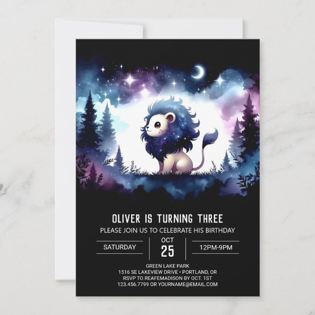 Custom Whimsical Lion Birthday  Invitation (Front)
