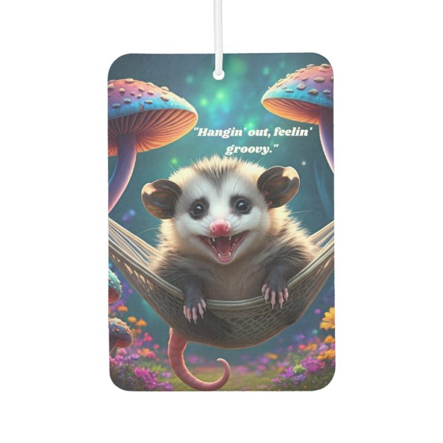 Custom Whimsical Opossum Psychedelic Hippie  Air Freshener (Front)