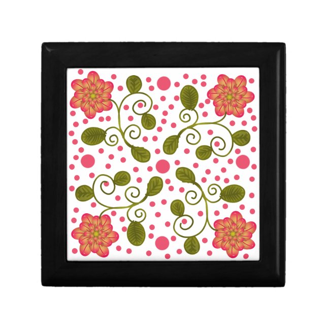 Custom Whimsical Pink Floral & Polka Dot Pattern Gift Box (Front)