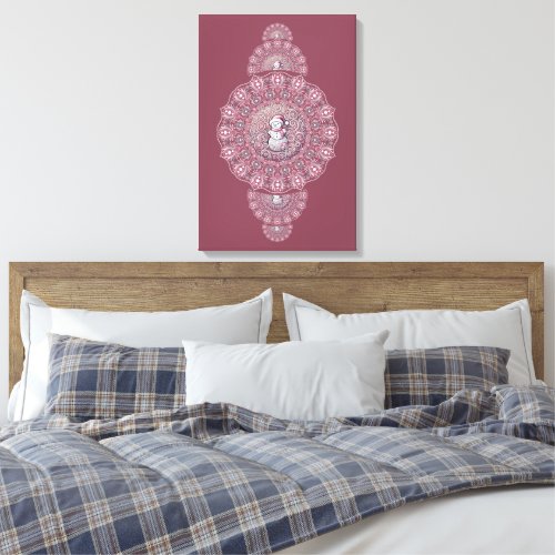 Custom Whimsical Snowman Ornamental Mandala Wall Canvas Print