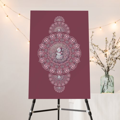 Custom Whimsical Snowman Ornamental Mandala Wall Foam Board