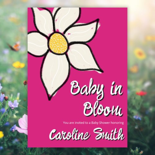 Custom Whimsical Spring Daisy Baby In Bloom Invitation