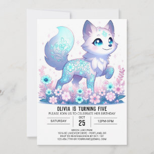Custom Whimsical Wolf Digital Birthday Invitation