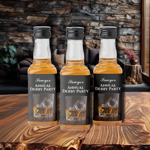 Custom Whiskey Rocks Glass Derby Mini Liquor Bottle Label