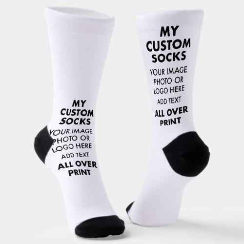 Custom WHITE All Over Print Mens Premium Socks