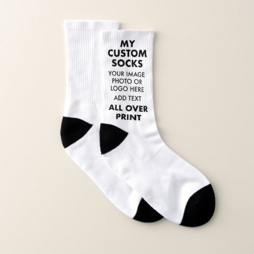 Custom WHITE All Over Print Mens Socks